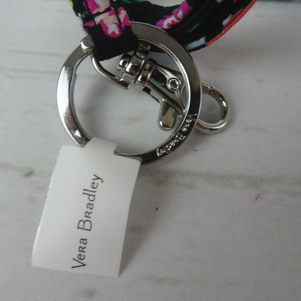 Vera Bradley Tangerine Twist Lanyard Key Ring ID Holder Clip Multi Purpose Flora - Picture 5 of 6